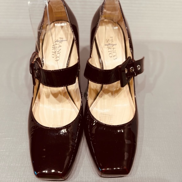 Franco Sarto Mary Jane Tenor Square Toes Side Buckle Closure Patent Leather - Picture 3 of 14